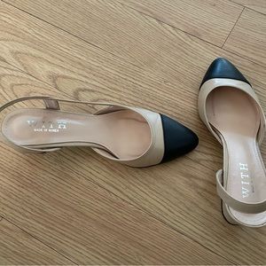 Slingback Cap Toe Chunky Heels